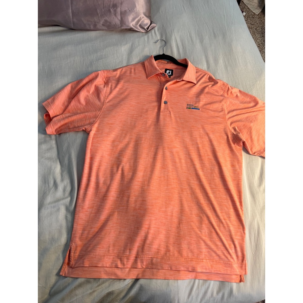 FootJoy RSM Classic Golf Polo L Orange Heather Stretch Performance Shirt Men's